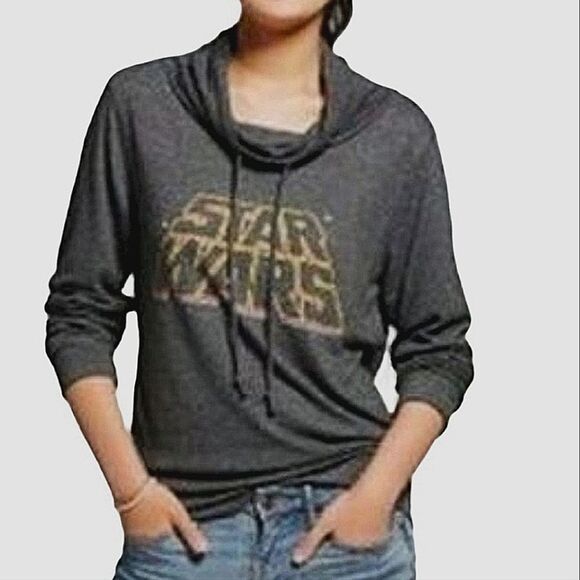 Star Wars Women's Grey Slanty Logos Cowlneck Long-Sleeve Top - Picture 1 of 13